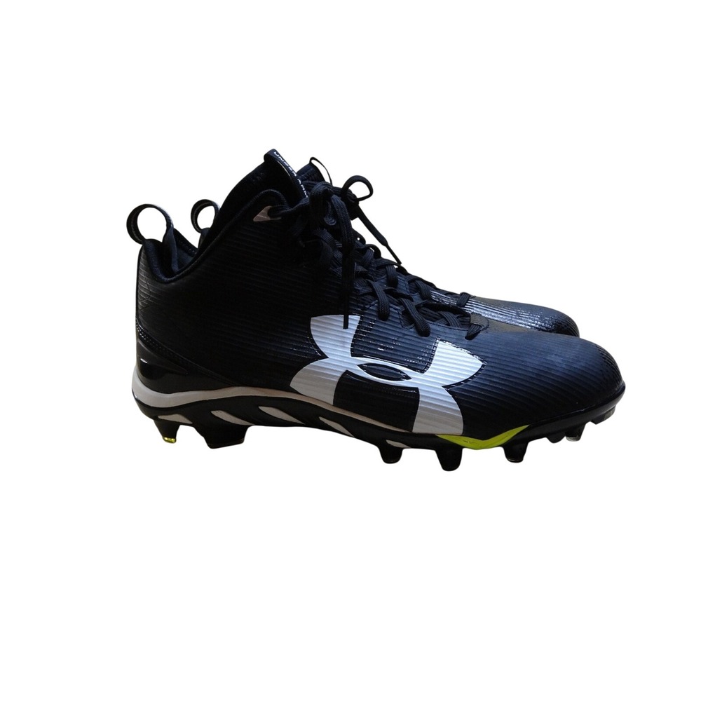 Under Armour Spine Football Cleats Mens 12 Black‎ White 1269740-001 Mid Top